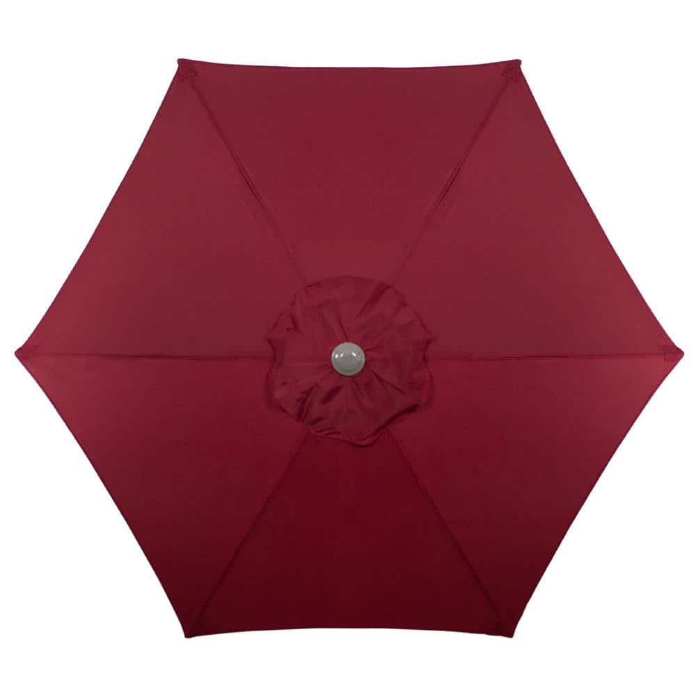 Burgundy 7.5 ft Hexagon Outdoor Patio Market Umbrella with Hand Crank