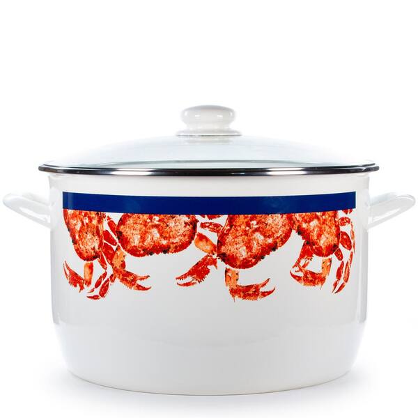 Golden Rabbit Crab House 18 Qt Enamelware Stock Pot With Glass Lid Cr75 The Home Depot