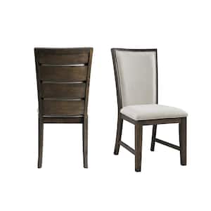 Jasper Dark Walnut/Gray Wood Slat Back Side Chair Set of 2