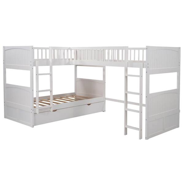 White Twin Size Bunk Bed With 2 Drawers, 2×4 Bunk Bed