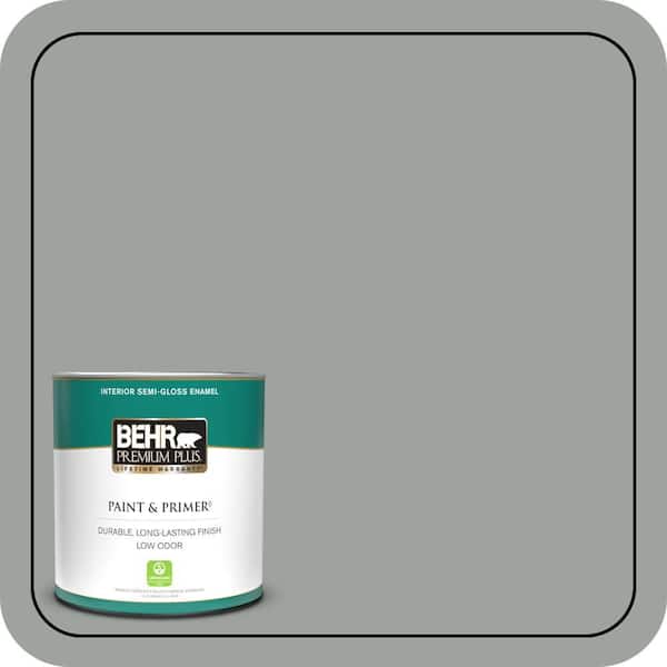 BEHR PREMIUM PLUS 1 qt. #710F-4 Sage Gray Semi-Gloss Enamel Low Odor Interior Paint & Primer