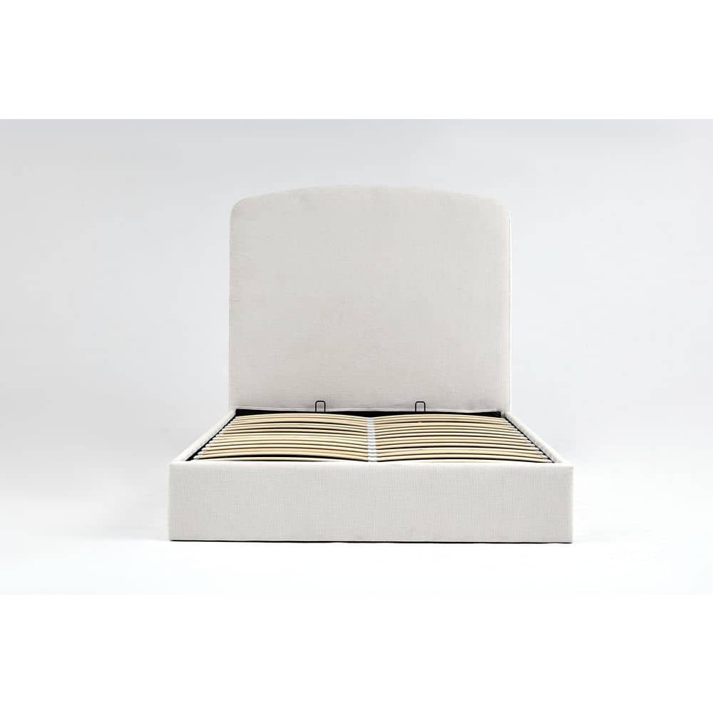 White Plywood Frame King Size Upholstered Platform Bed with Lift-up Storage Supported by Metal & Wooden Slats price history on PriceWatchPro