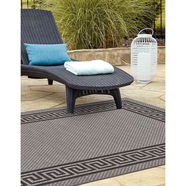 Unique Loom Links Outdoor 3 x 5 Gray/Light Gray Indoor/Outdoor Stripe French Country Area Rug Unique Loom Links Outdoor 3 x 5 Gray/Light Gray Indoor/Outdoor Stripe French Country Area Rug