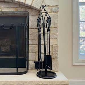 Gothic 5-Piece Fireplace Tool Set with Decorative Handles