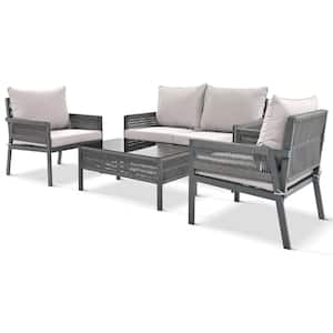 Rhomtree 4 PCS Patio Furniture Set Outdoor PE Rattan Sofa