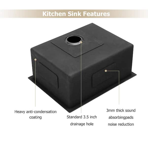 Undermount 16-Gauge Stainless Steel 23 in. 0-Hole Single Bowl Bar Sink with Grid and Drain Assembly Undermount 16-Gauge Stainless Steel 23 in. 0-Hole Single Bowl Bar Sink with Grid and Drain Assembly