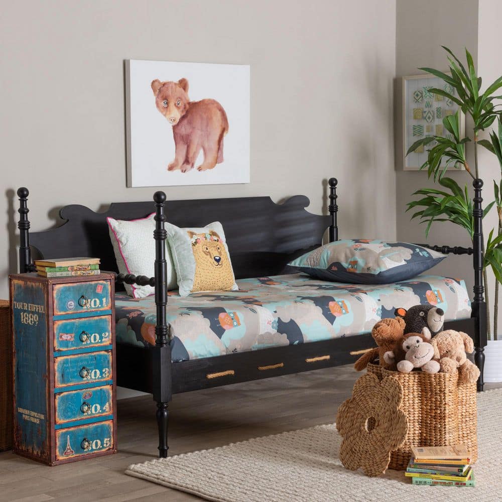 Baxton Studio Gaetano Black Twin Daybed 277-14985-HD - The Home Depot