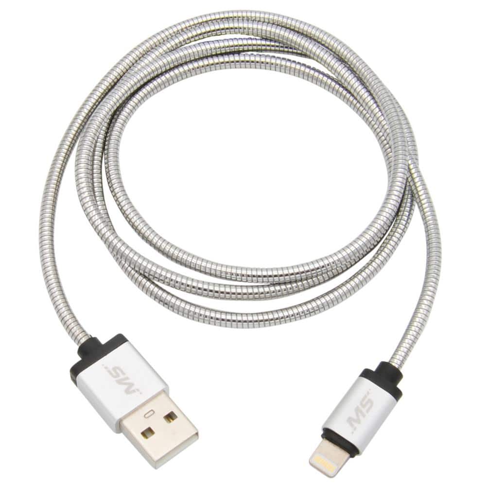 Mobilespec MBS06277 3 ft Lightning to USB Charge Sync Metal Cable Silver