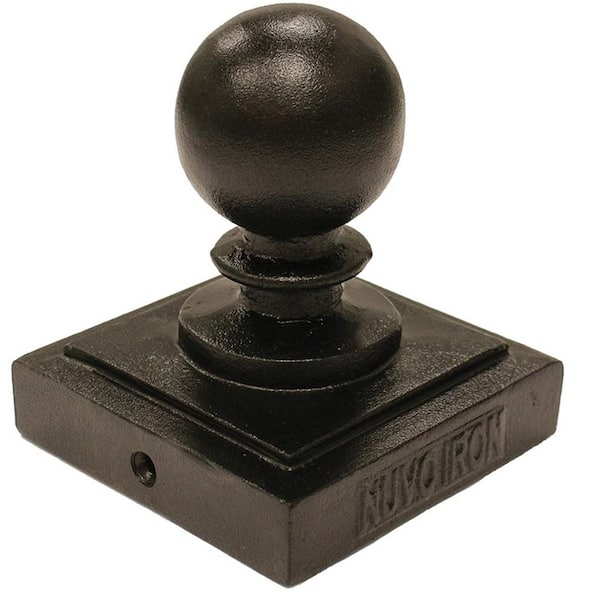 NUVO IRON 4 in. x 4 in. Black Aluminum Ornamental Ball Post Cap (12-Pack)