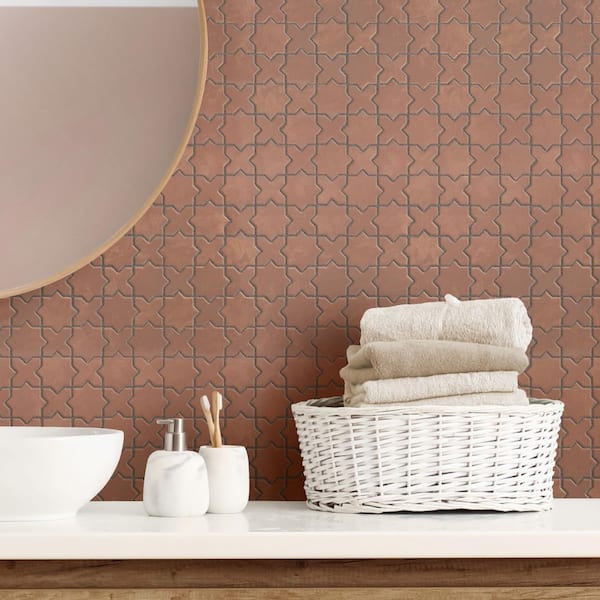 Sentier des cotto 2 in. Star Cross 12 in. x 12 in. Porcelain Floor and Wall Mosaic Tile (10.0 sq. ft. /Case)