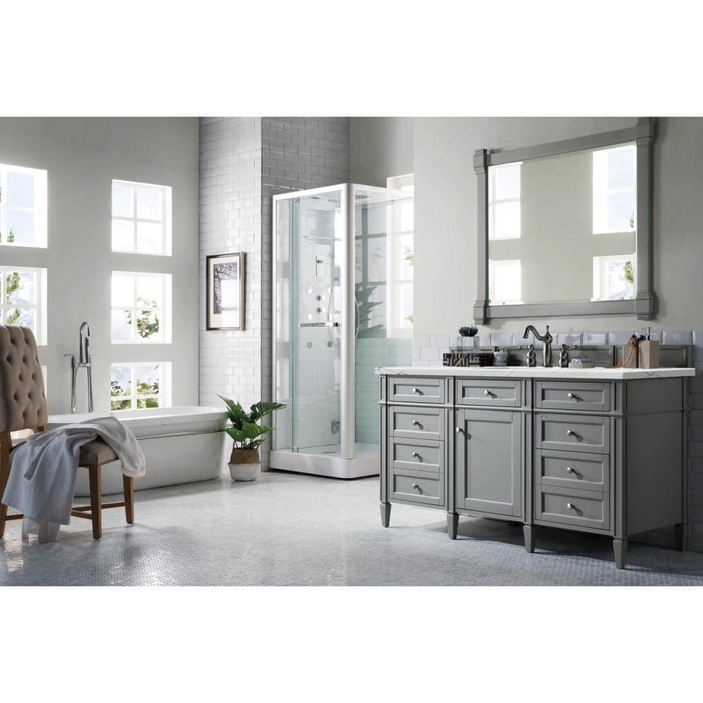 Brittany 60.0 in. W x 23.5 in. D x 34 in. H Bathroom Vanity in Urban Gray with Ethereal Noctis Quartz Top price history on PriceWatchPro