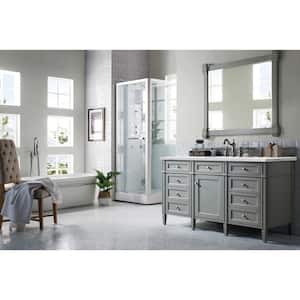 Brittany 60.0 in. W x 23.5 in. D x 34 in. H Bathroom Vanity in Urban Gray with Ethereal Noctis Quartz Top