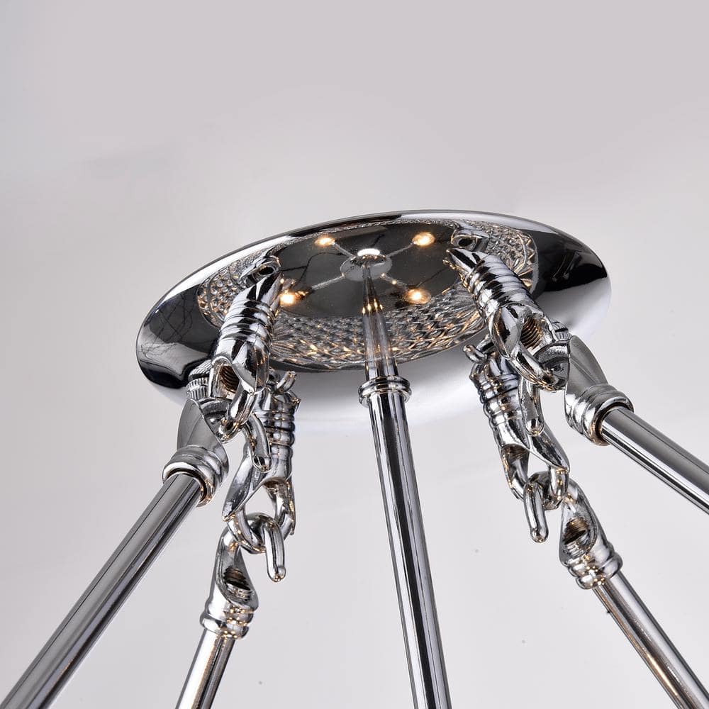 Chrome Crystal Drum Semi-Flush Mount Chandelier, 17-inch