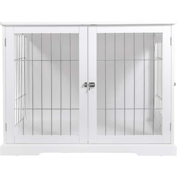TRIXIE Furniture Style Dog Crate, Indoor Kennel, Pet Home, End Table or Nightstand with 2-Doors, White, Small