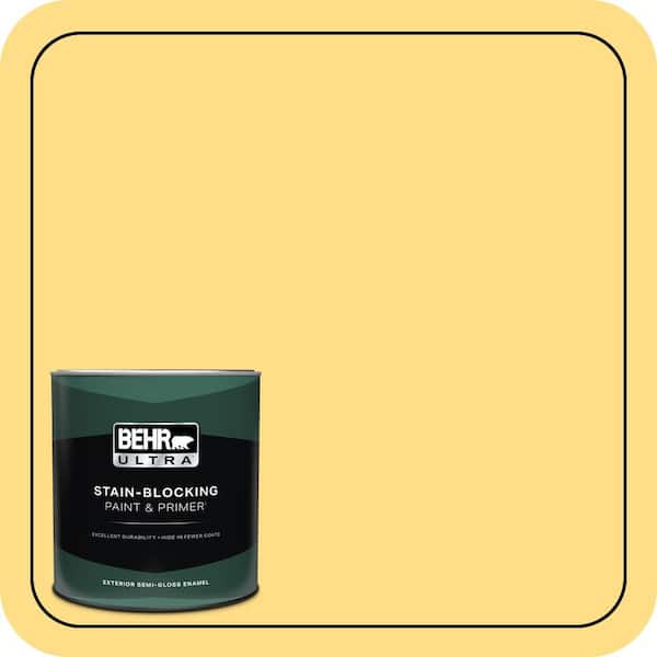 BEHR ULTRA 1 qt. #330B-5 Yellow Corn Semi-Gloss Enamel Exterior Paint & Primer