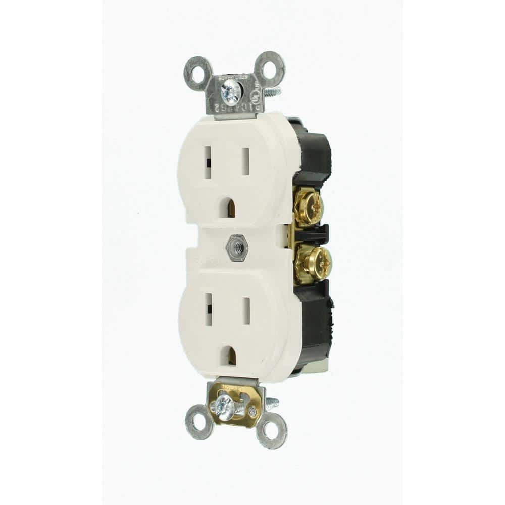 White Tamper Resistant Duplex Outlet with Wall Plate