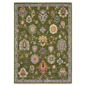 Lavista Green/Multi-Colored 2 ft. x 12 ft. Oriental Floral Persian Wool/Nylon Blend Indoor Runner Area Rug