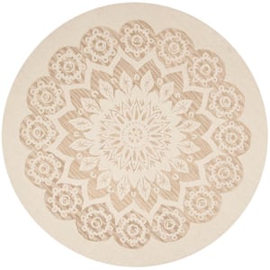 Blossom Ivory/Beige 6 ft. x 6 ft. Round Floral Area Rug