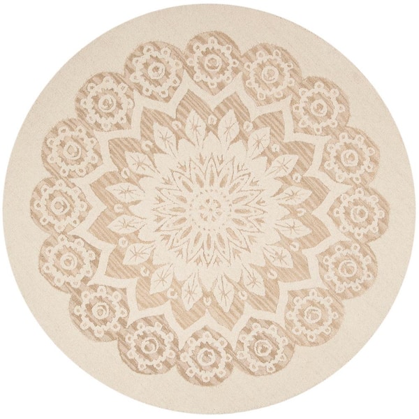 SAFAVIEH Blossom Ivory/Beige 6 ft. x 6 ft. Round Floral Area Rug