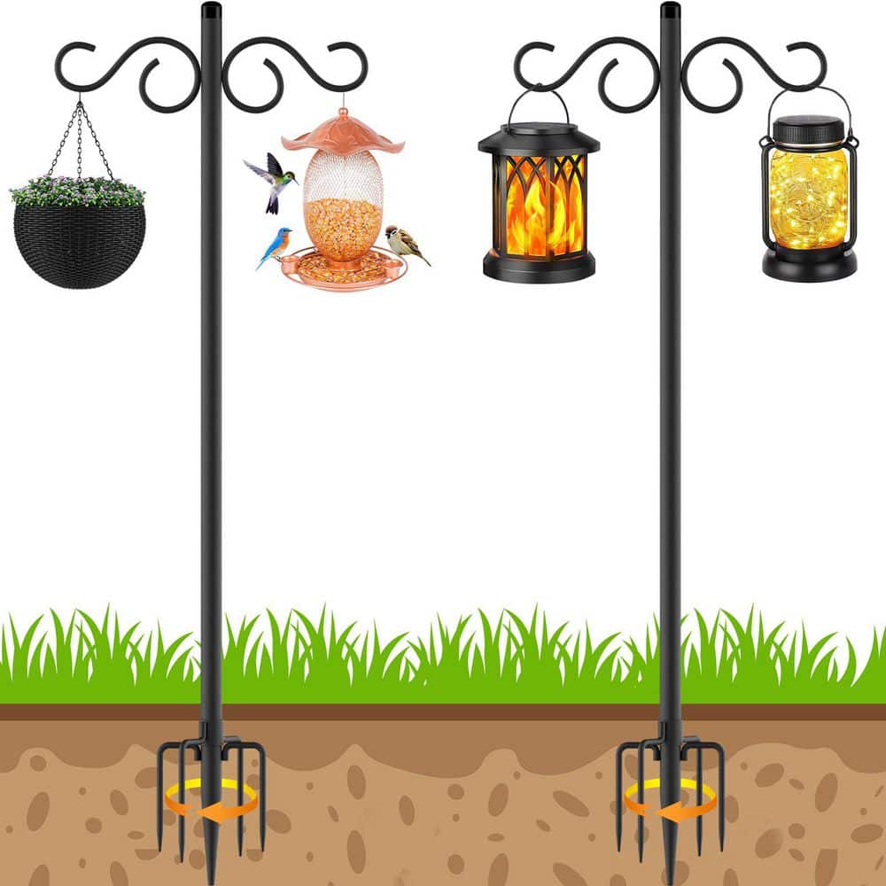 90 in. Adjustable Shepherd Hooks, 5 Prong Base Bird 2 Sided Feeder Poles for Garden (2-Pack) price history on PriceWatchPro