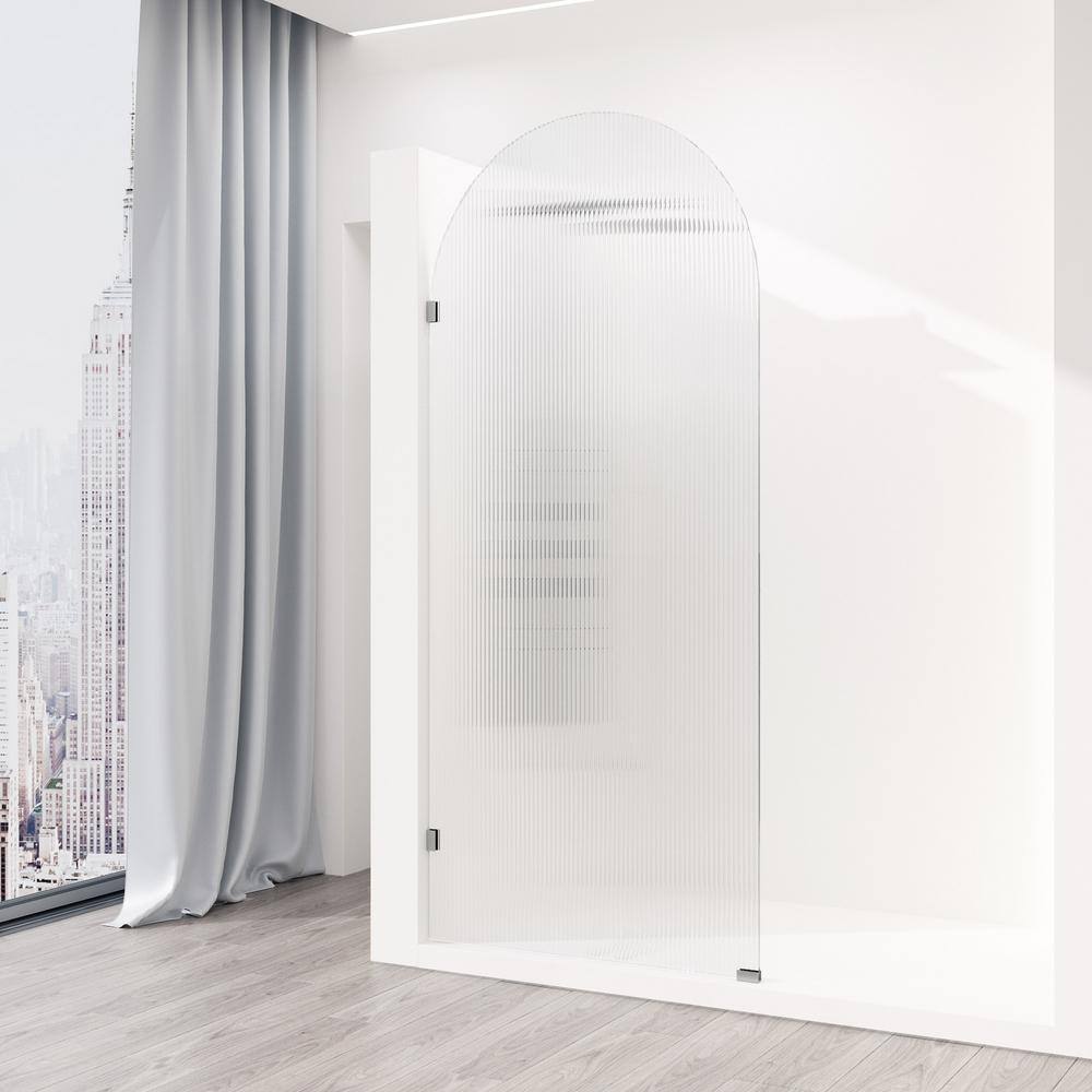 Arden 34 in. W x 78 in. H Frameless Fixed Shower Screen in Stainless Steel with 3/8 in. (10mm) Fluted Glass price history on PriceWatchPro