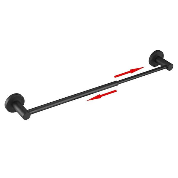 PRIMEPLUS 28 in. Wall Mounted Stainless Steel Adjustable Single Towel Bar in Matte Black