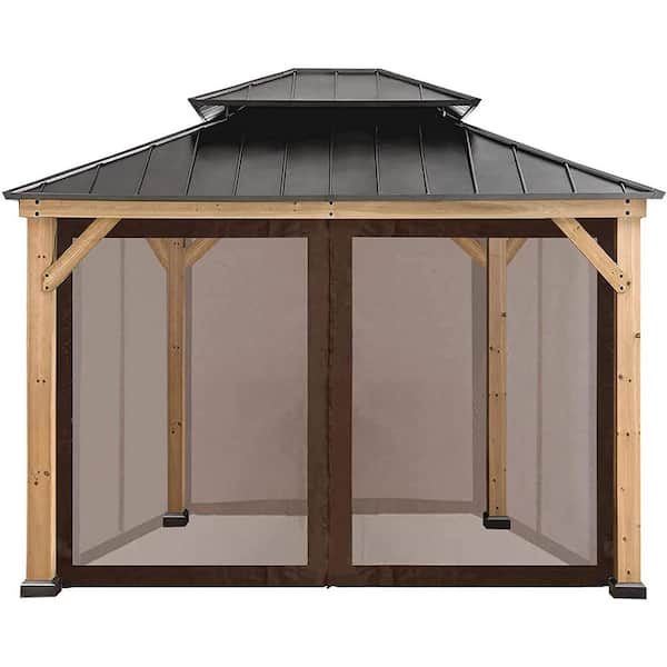 Terracemaster Universal 8 ft. x 8 ft. Polyester Fabric Netting Screen Sidewalls Brown