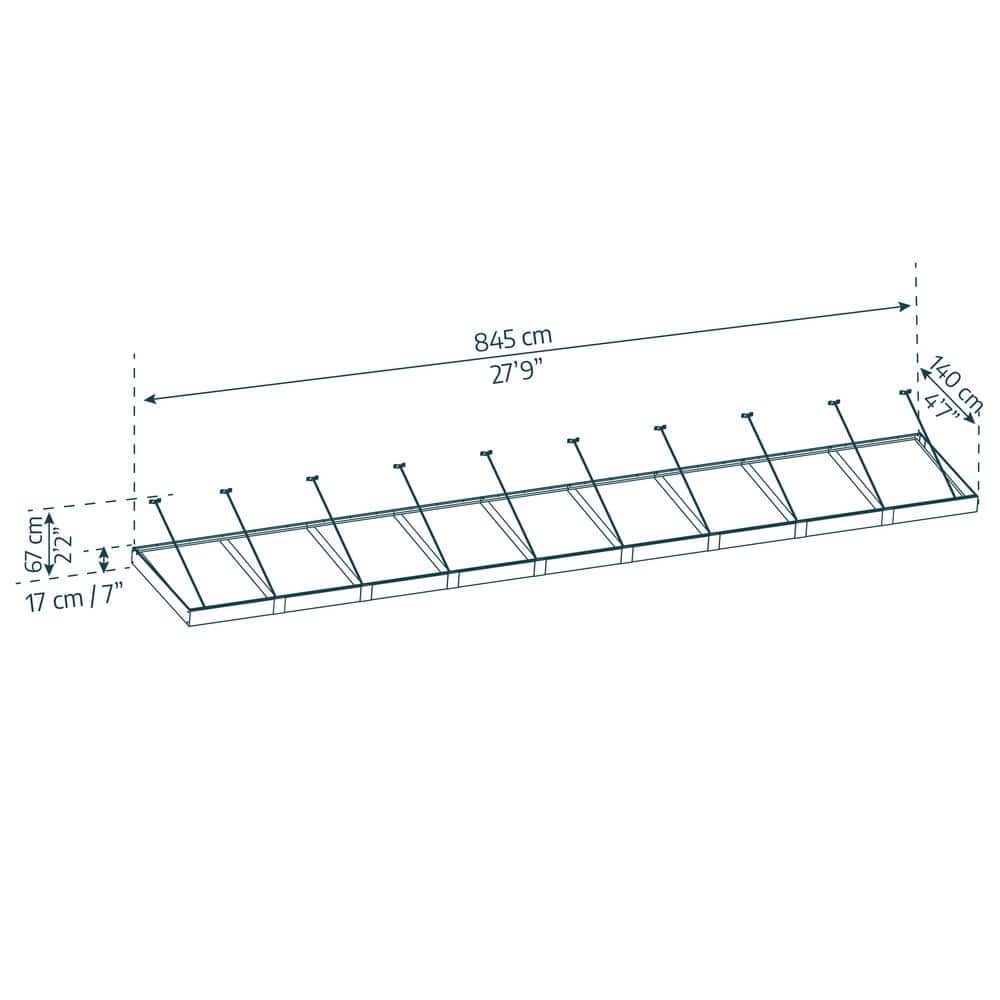 Sophia XL 28 ft Gray Aluminum and Acrylic Door Awning