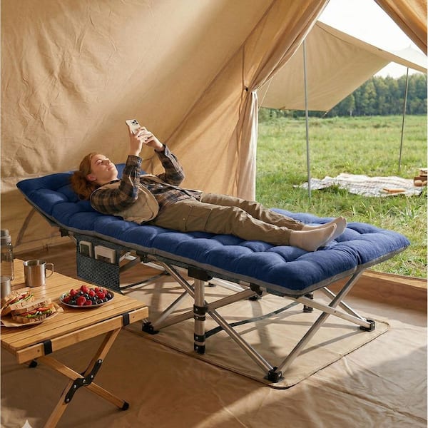 XL Folding Bed Cot with 3.3 in. 2-Sided Mattress 75 in. x 28 in. Folding Sleeping Cot Guest Bed with Carry Bag