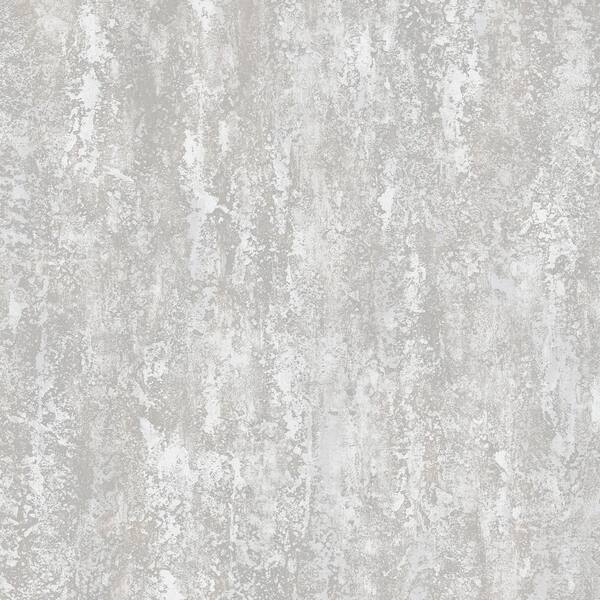 Faux Plaster Effect Wallpaper in Silver and Gray