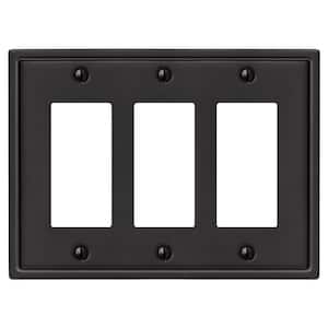 Sinclair Insulated 3-Gang Matte Black Decorator/Rocker Stamped Steel Wall Plate