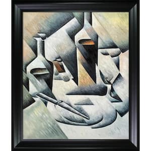 Bottles and Knife by Juan Gris Black Matte Framed Abstract Oil Painting Art Print 25 in. x 29 in.