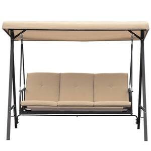 3-Seater Metal Outdoor Patio Swing with Beige Canopy