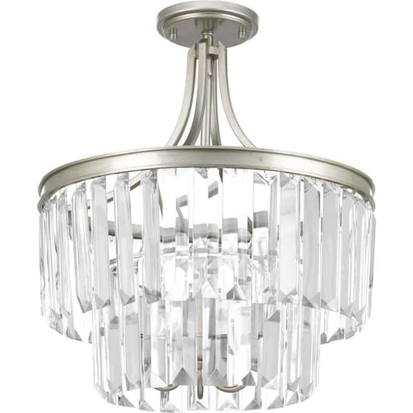 Glimmer Collection 3-Light Silver Ridge Semi-Flush Mount