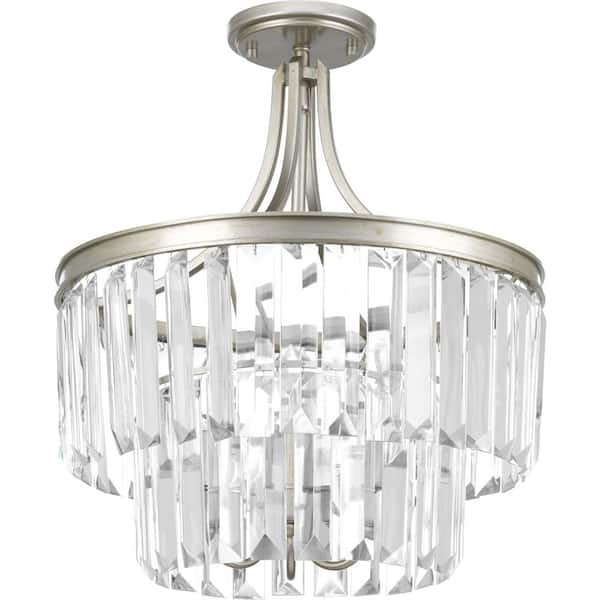 Progress Lighting Glimmer Collection 3-Light Silver Ridge Semi-Flush Mount