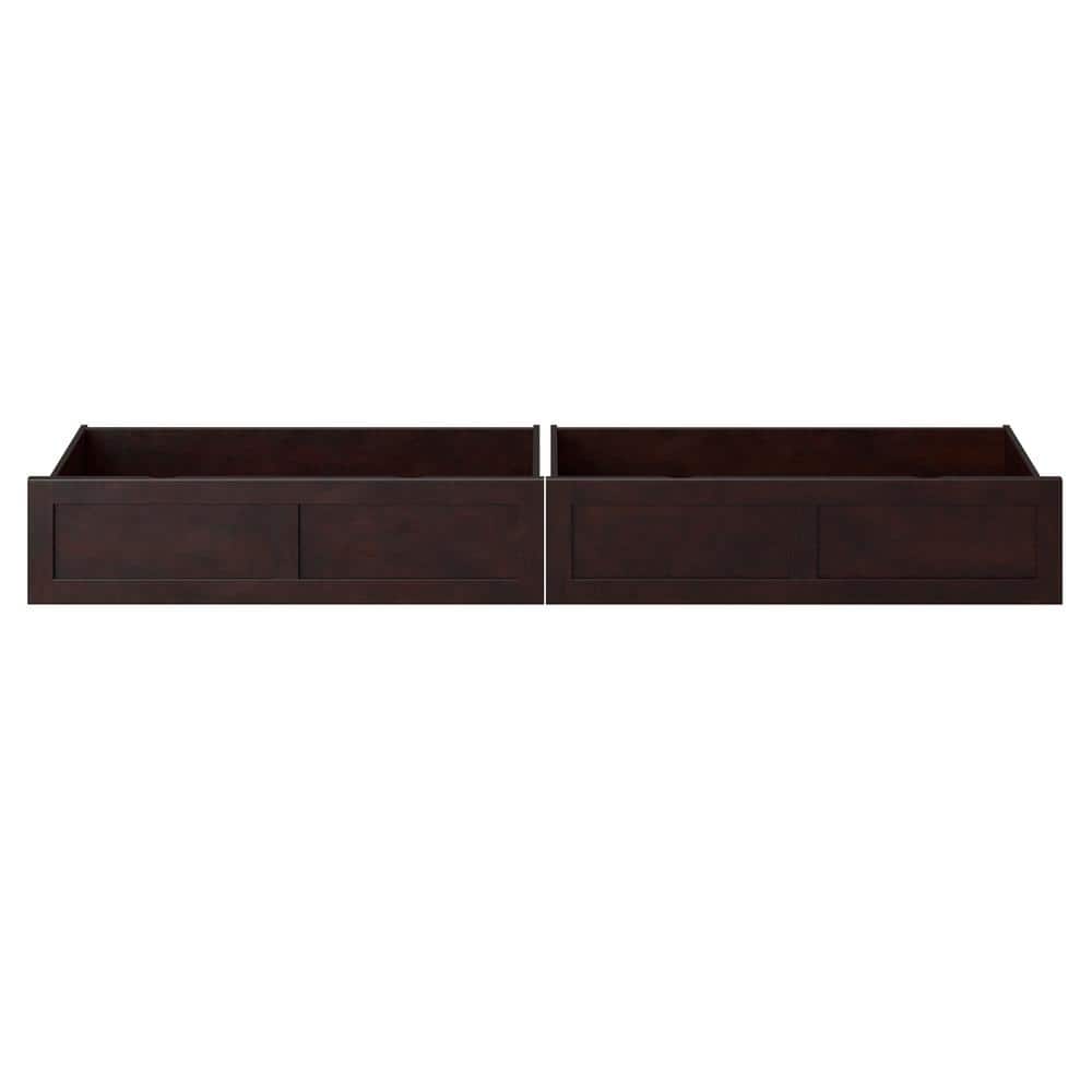 Espresso Solid Hardwood Underbed Storage Drawers Set