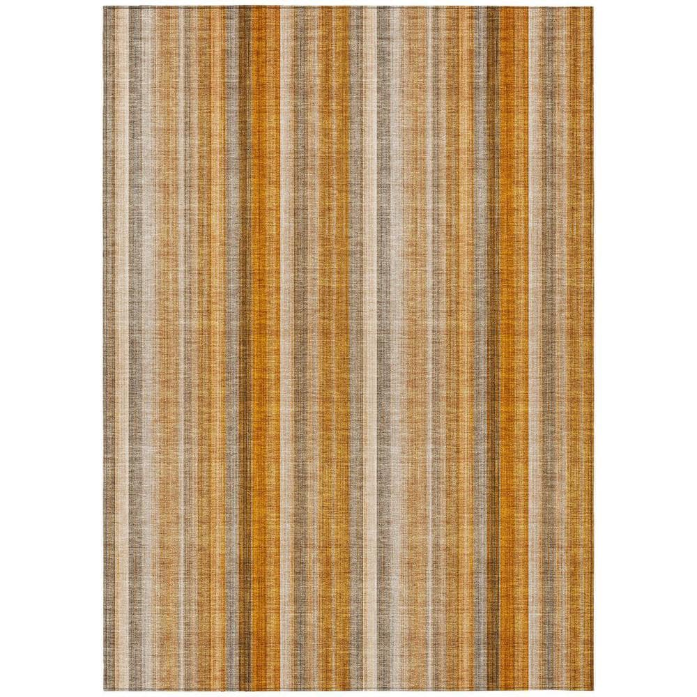 Orange Ivory and Gray 3 ft. x 5 ft. Woven Striped Rectangle Indoor/Outdoor Area Rug price history on PriceWatchPro