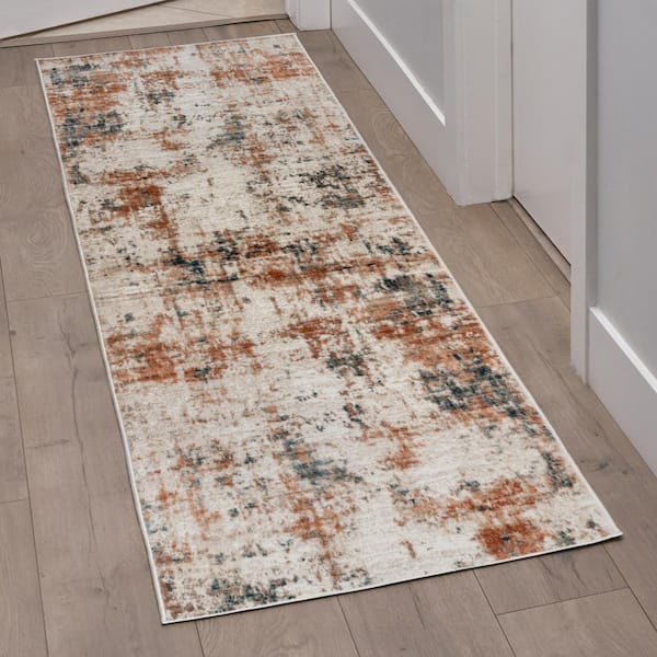 Quattro Doni Beige 3 ft. x 8 ft. Abstract Indoor Runner Rug