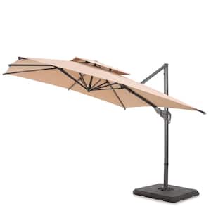 10 ft. x 10 ft. Aluminum Frame Offset Cantilever Patio Umbrella with Double Tier Sturdy in Beige