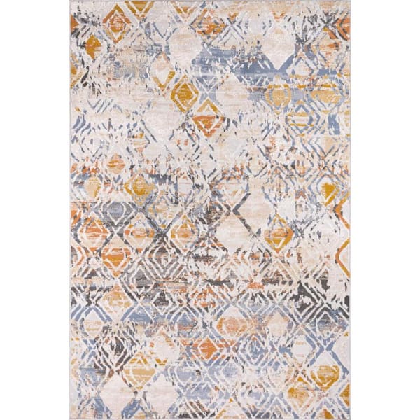 Lena Coral 2 ft. x 6 ft. Distressed Geometric Runner Rug