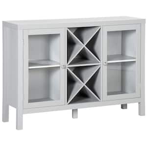 Modern Grey Sideboard with Removable Wine Rack and Tempered Glass Door