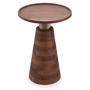 Kramer Solid Acacia Wood 16 in. Wide Round Modern Side Table in Cognac