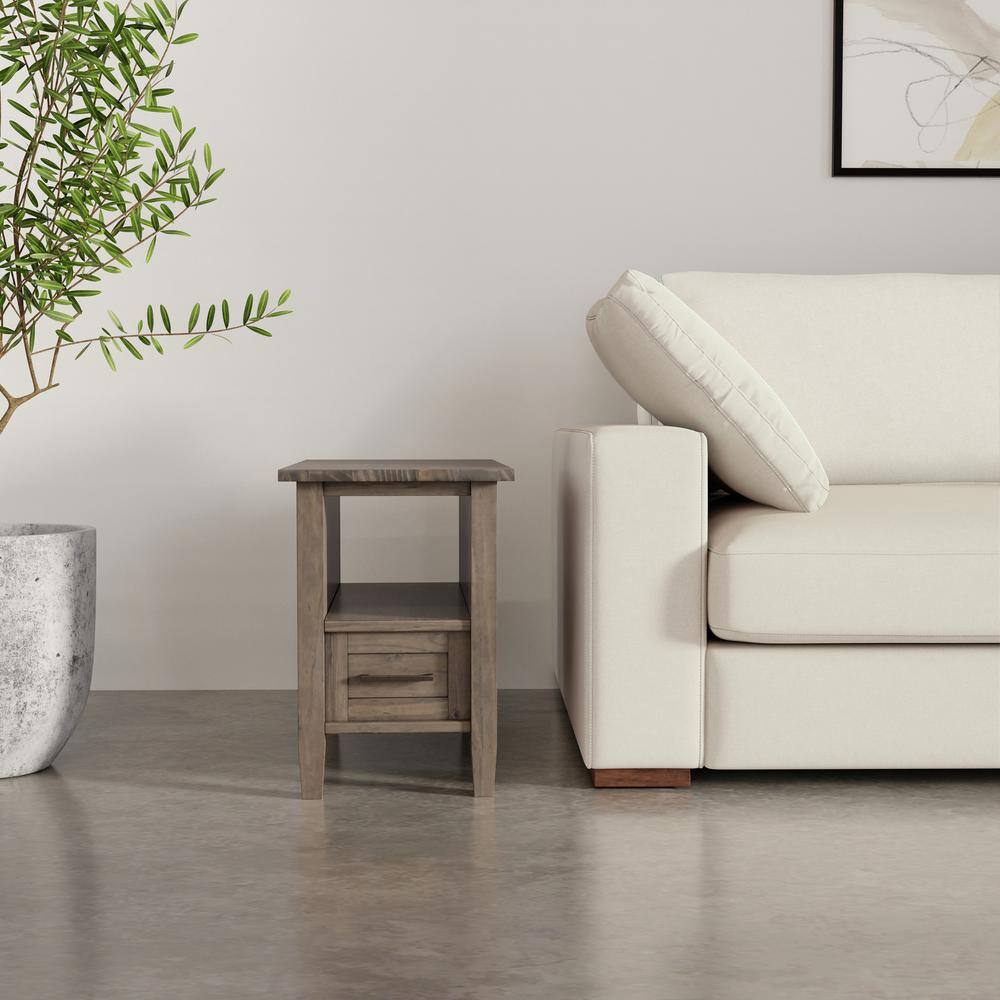 Ela Smoky Brown Solid Wood Narrow End Table with Storage