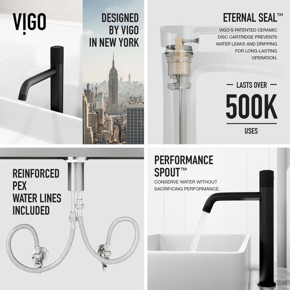 Apollo Matte Black High-Arc Vessel Bathroom Faucet with Diamond Knurling