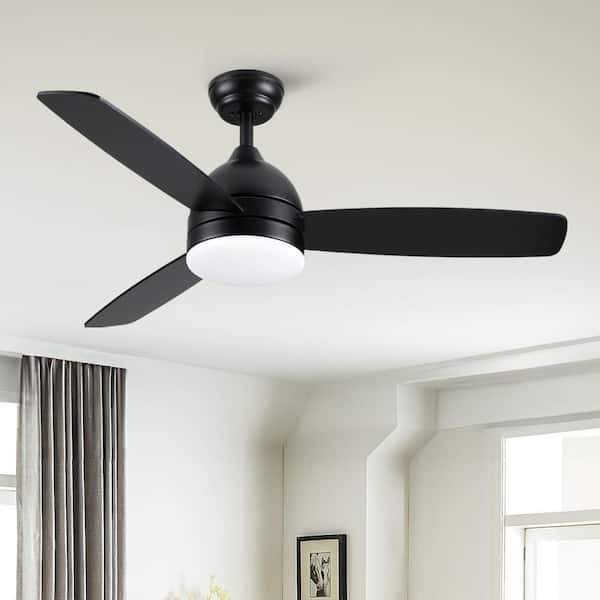 Splenda 48 in. Smart Indoor Matte Black Standard Ceiling Fan with Light and Remote Control
