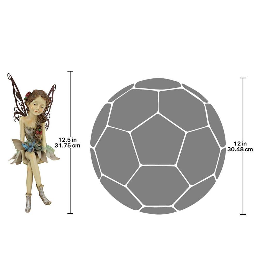 Fannie Sitting Fairy Statue with Metal Wings and Fabric Skirt
