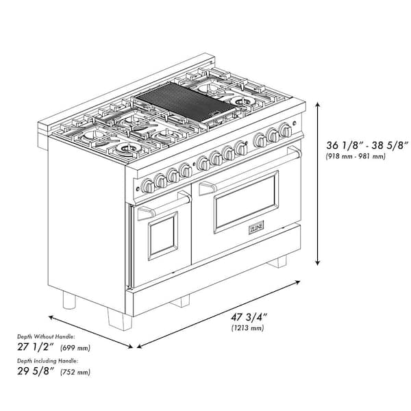 ZLINE Autograph 48 in. Gas Burner/Electric Oven Range in Black