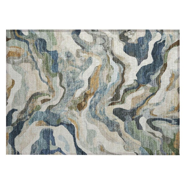 Chantille Machine Washable Indoor/Outdoor Abstract ACN2162 Denim 1 ft. 8 in. x 2 ft. 6 in. Accent Rug