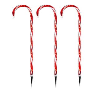 4 ft Lighted Candy Cane 3-Pack Holiday Yard Decoration