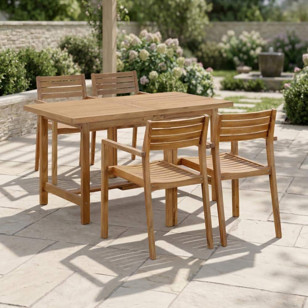 5-Piece Brown Outdoor Dining Set with Umbrella Hole for Patio, Backyard price history on PriceWatchPro